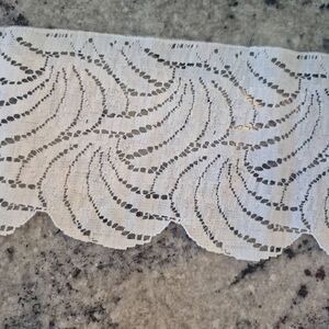 Lace, White Cotton/Nylon Scalloped Edge & Straight Edge 4.25" wide x 2.5 yds